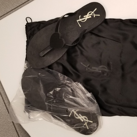 NEW Black Yves Saint LaurentThong Flip Flops YSL - Picture 3 of 8